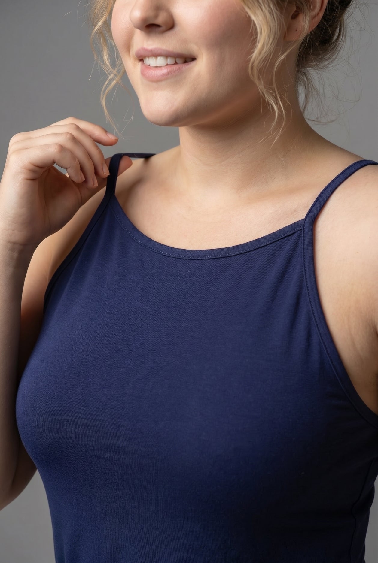 Model wearing Nuggles® Camisole in Navy