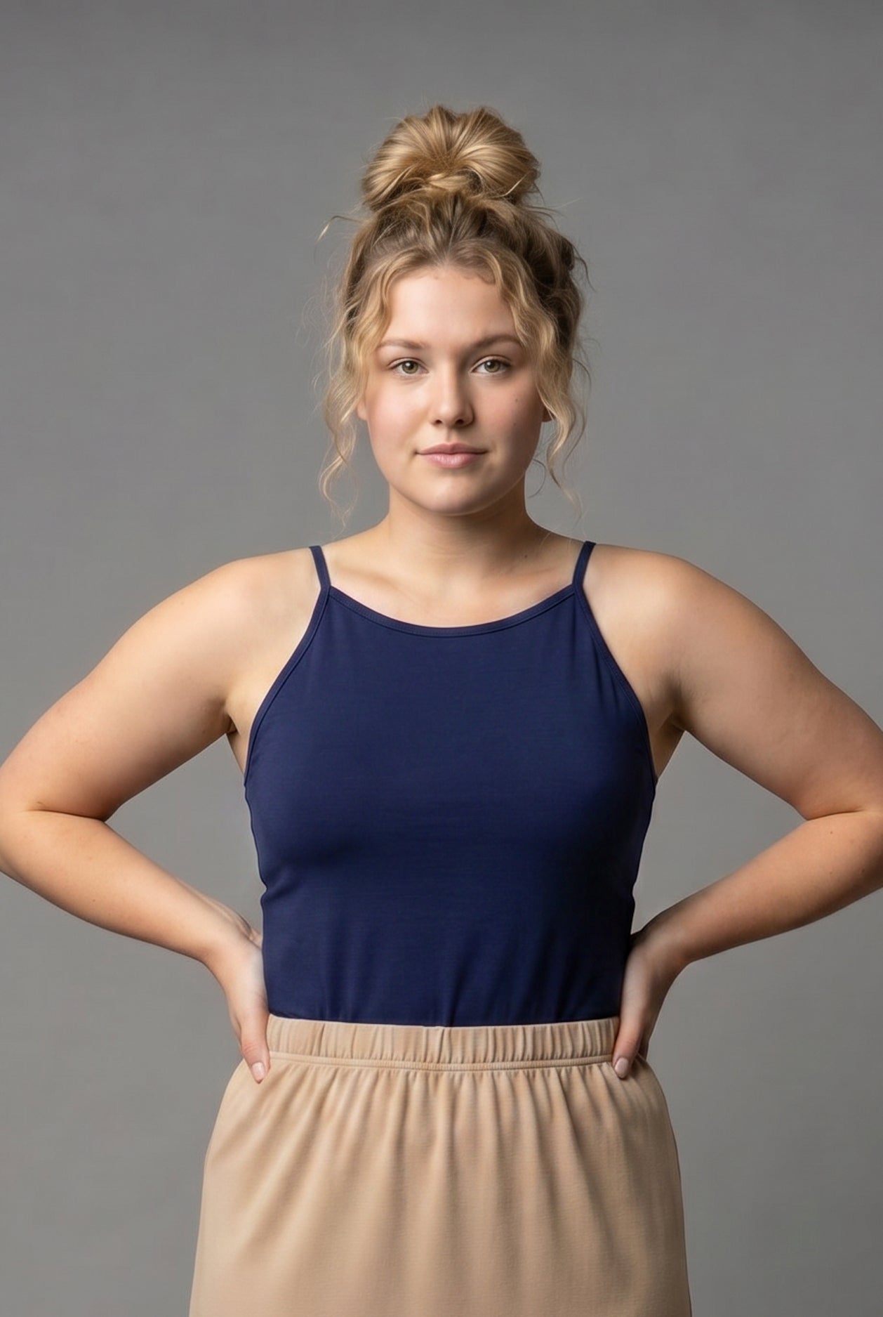 Model wearing Nuggles® Camisole in Navy