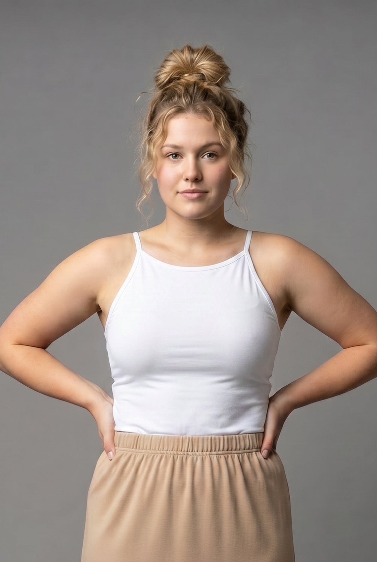 Model wearing Nuggles® Camisole in White