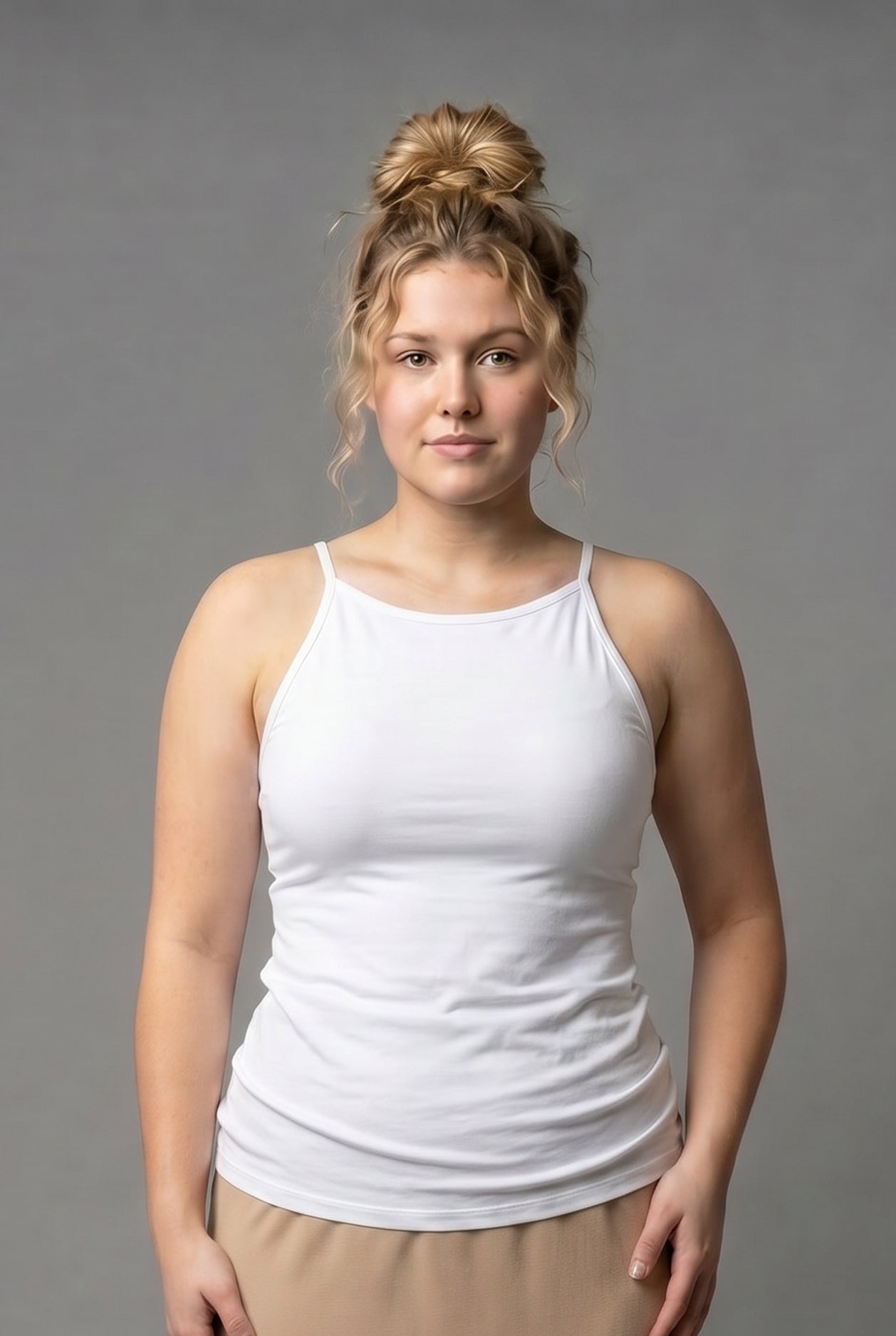 Model wearing Nuggles® Camisole in White
