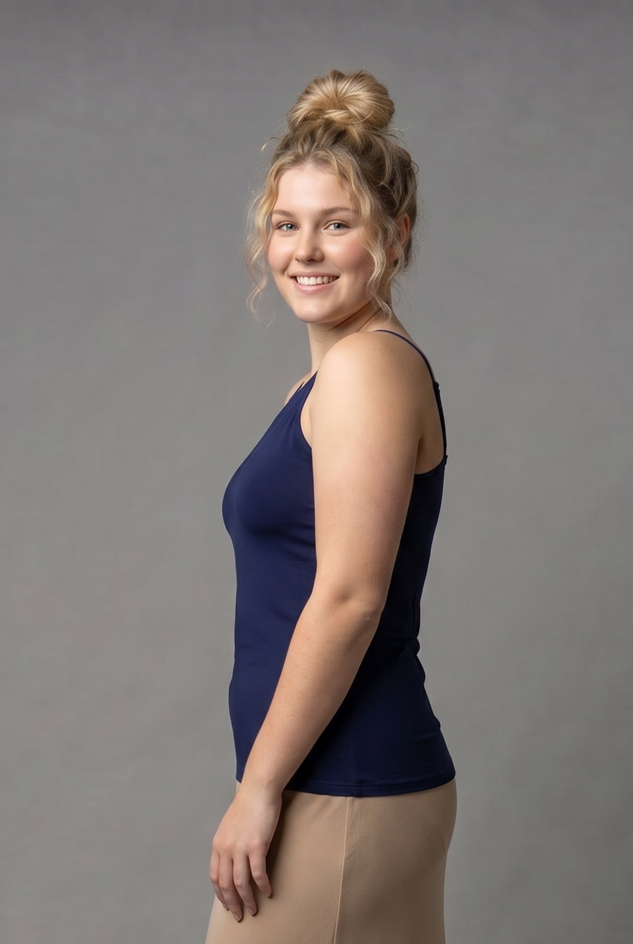 Model wearing Nuggles® Camisole in Navy