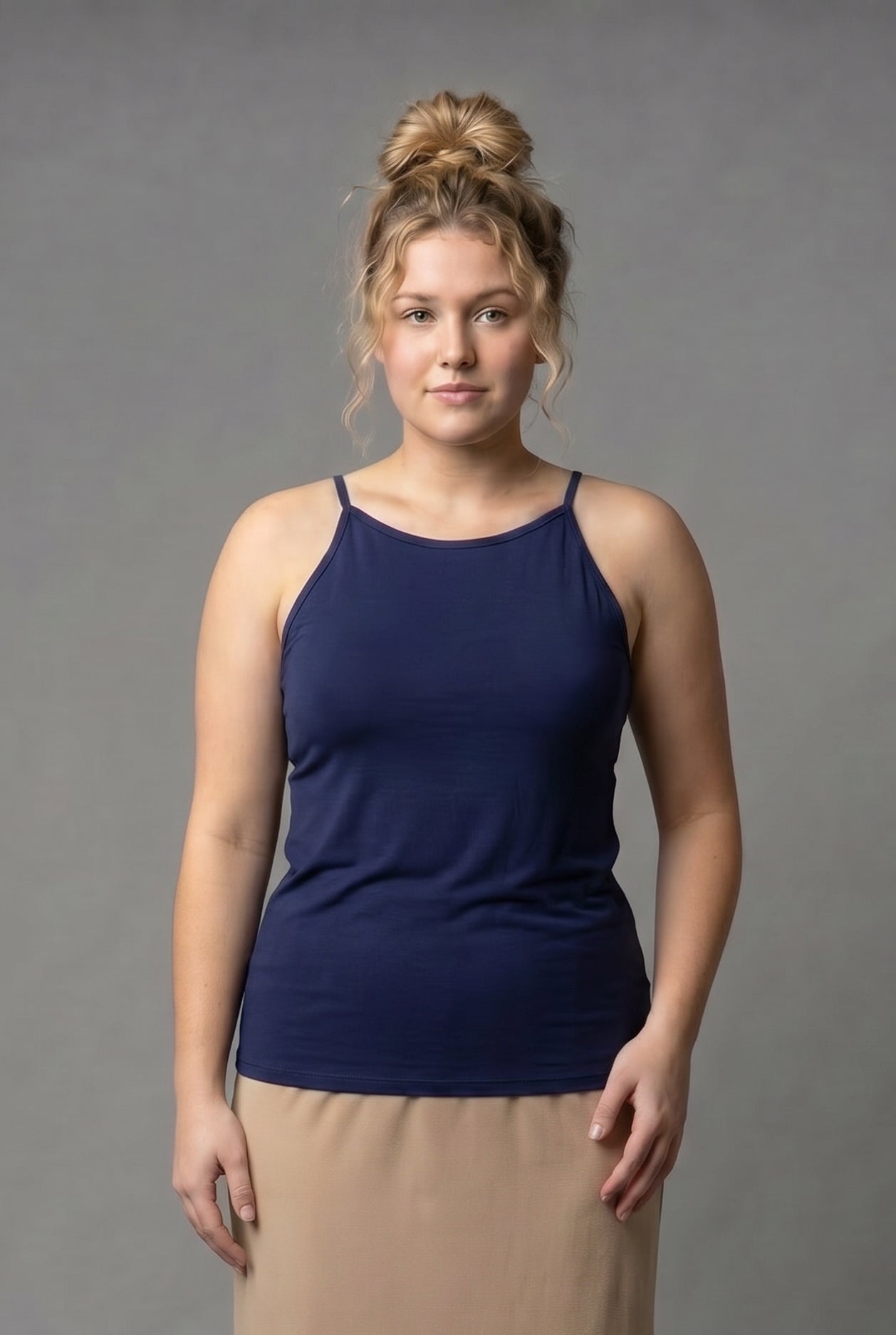Model wearing Nuggles® Camisole in Navy