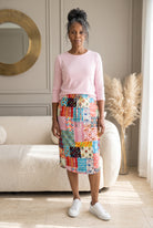 Model wearing Nuggles®  27" Drawstring Skirt in Candy Lane