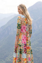 Carousel Nova Midi Dress by Nuggles, modest 3/4-sleeve dress in playful multicolor print