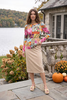 Model wearing Nuggles®  Kyliee Top in Carousel