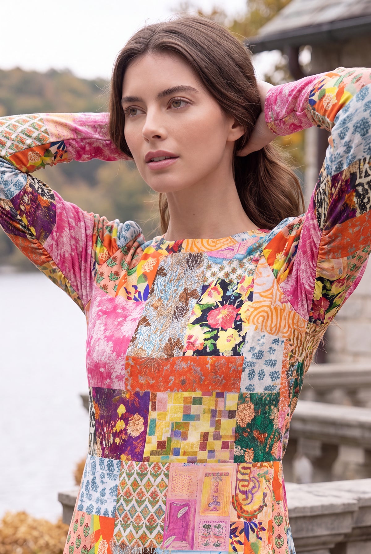 Model wearing Nuggles®  Kyliee Top in Carousel