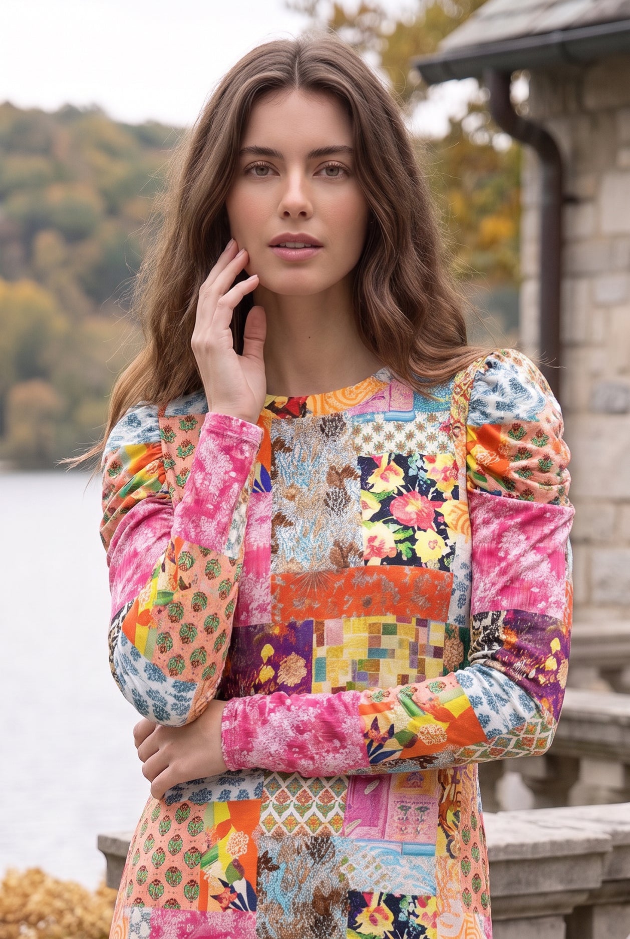 Model wearing Nuggles®  Kyliee Top in Carousel