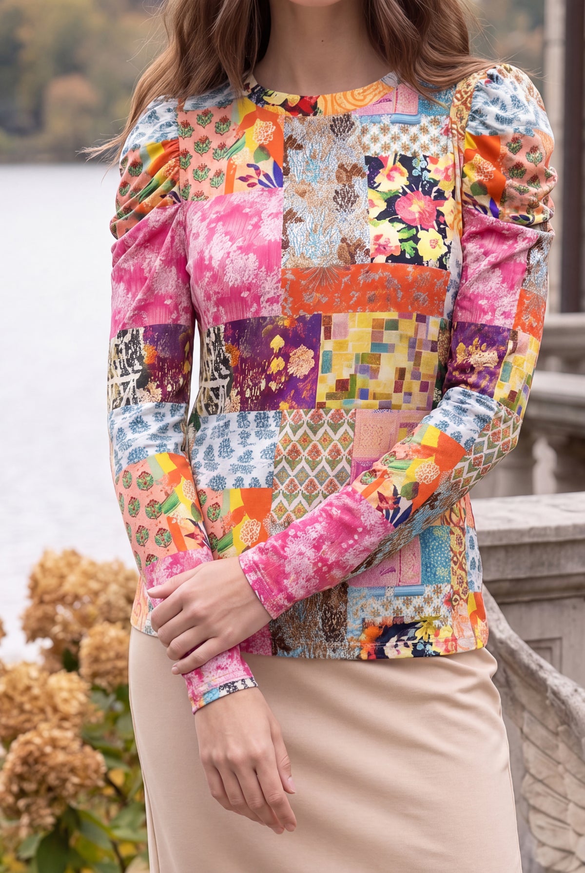 Model wearing Nuggles®  Kyliee Top in Carousel