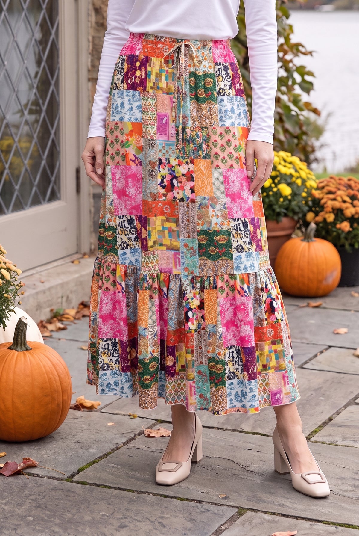 Model wearing Nuggles®  Sage Skirt in Carousel 