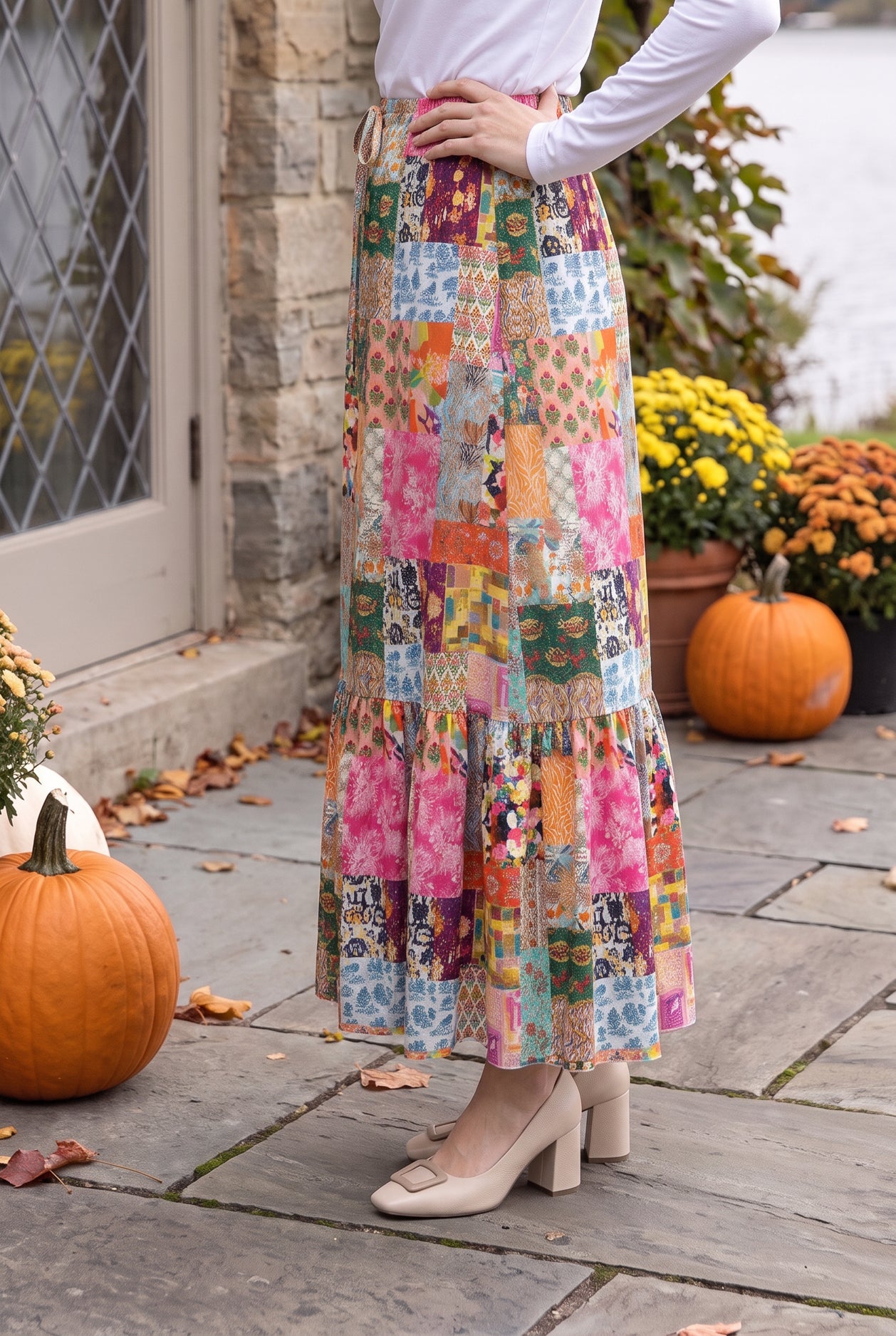Model wearing Nuggles®  Sage Skirt in Carousel 