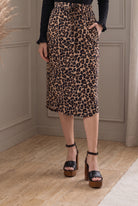 Model wearing Nuggles®  31" Drawstring Skirt in Classic Leopard