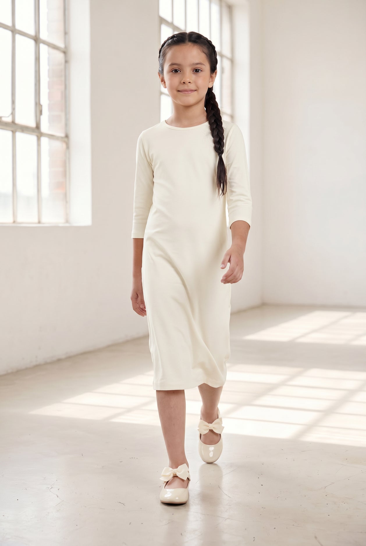Girls' Layering Dress in Cream nuggles-clothing