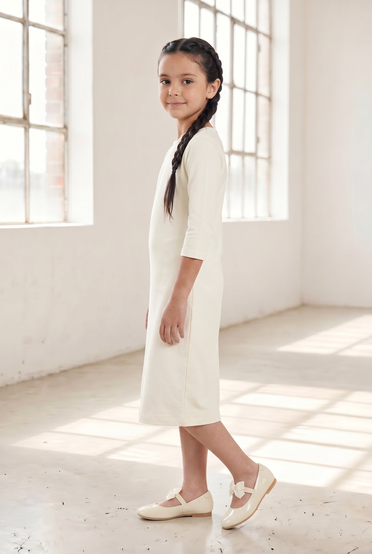 Girls' Layering Dress in Cream nuggles-clothing