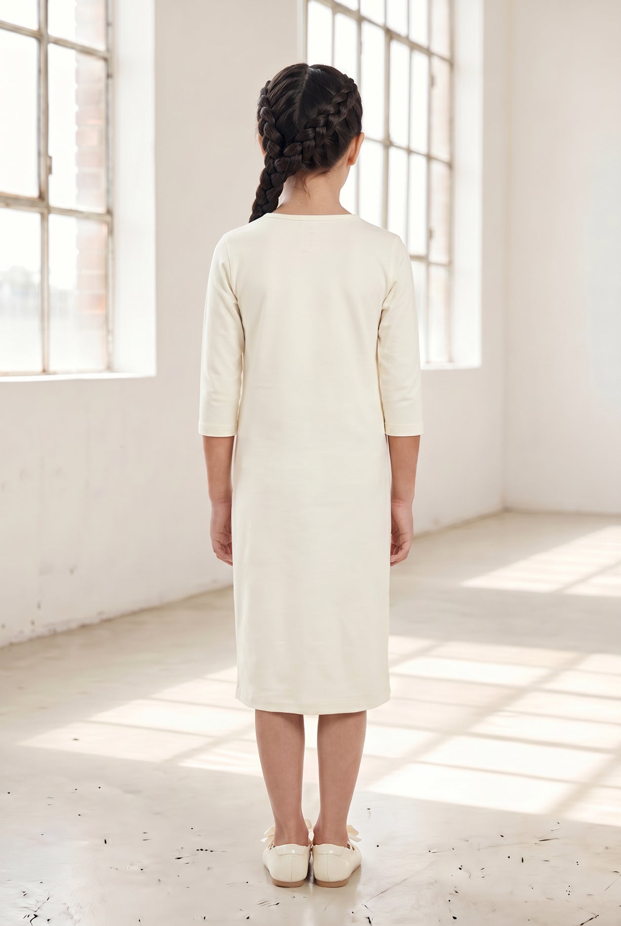 Girls' Layering Dress in Cream nuggles-clothing