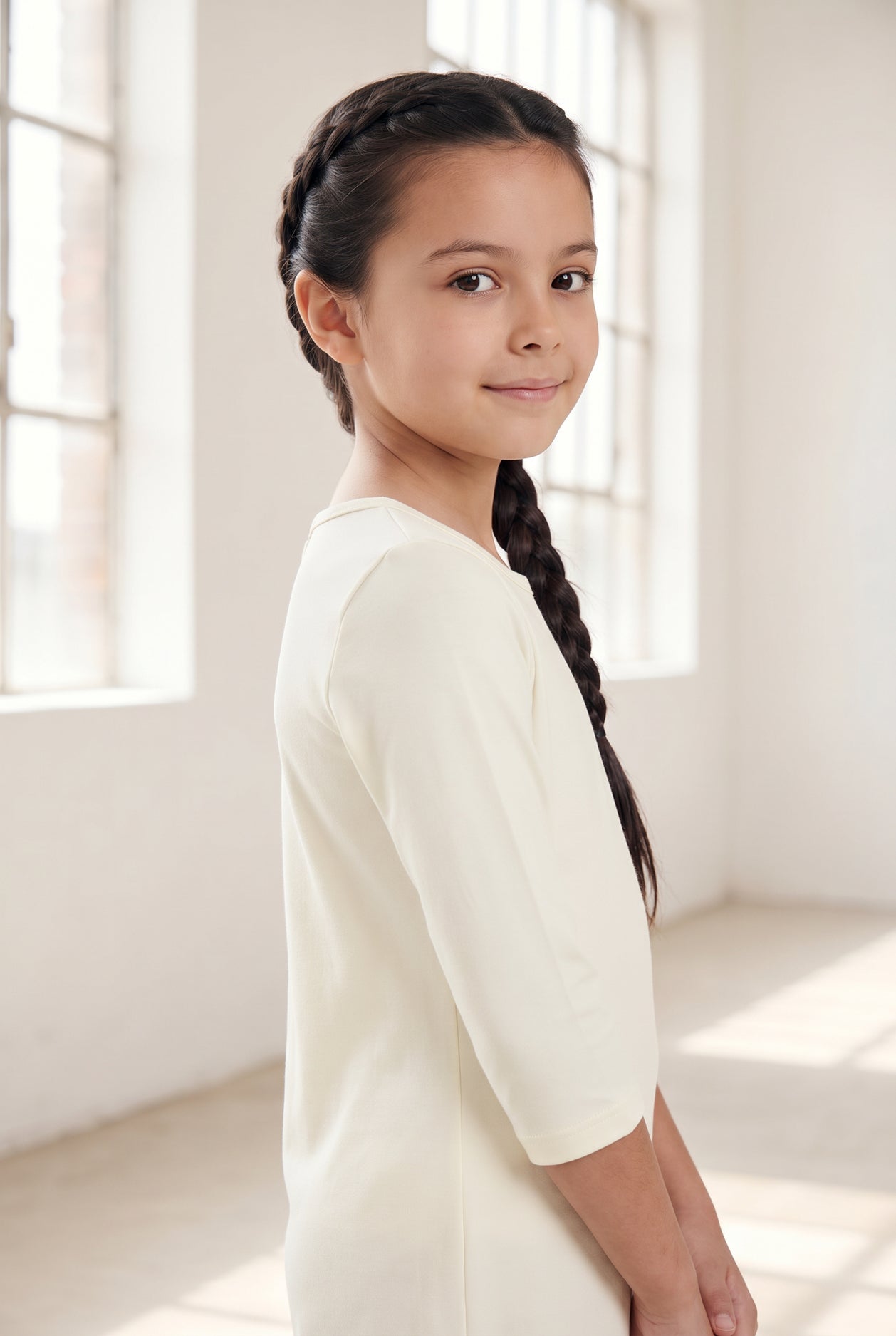 Girls' Layering Dress in Cream nuggles-clothing