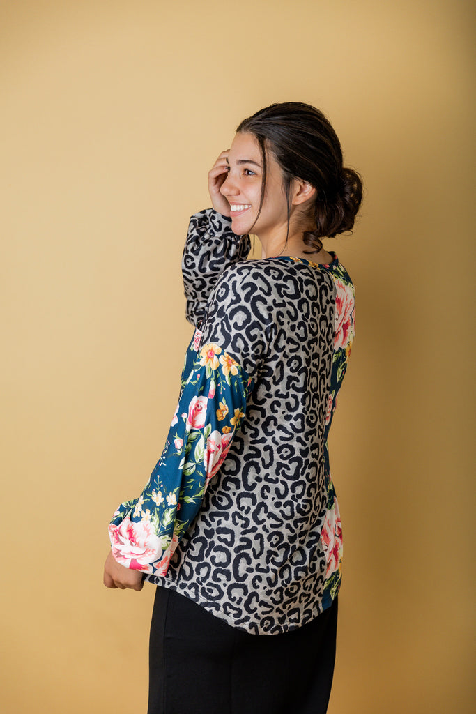 modest long sleeve top pretty prints