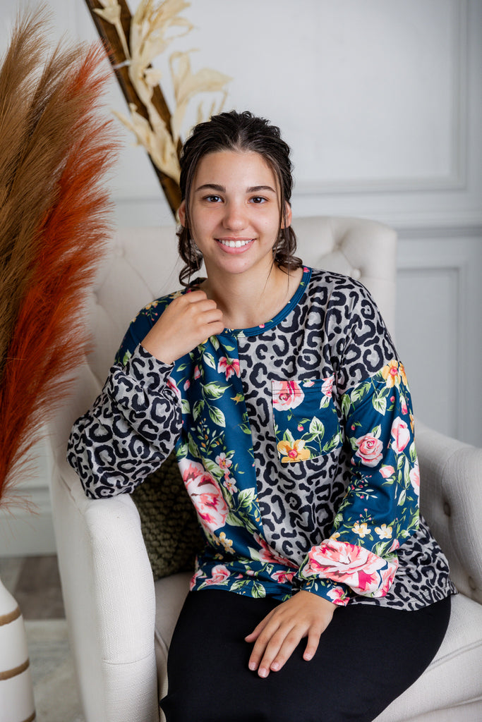 modest long sleeve top pretty prints