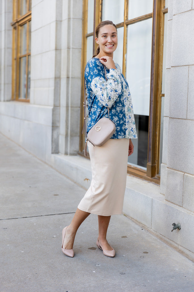 modest long sleeve top pretty prints