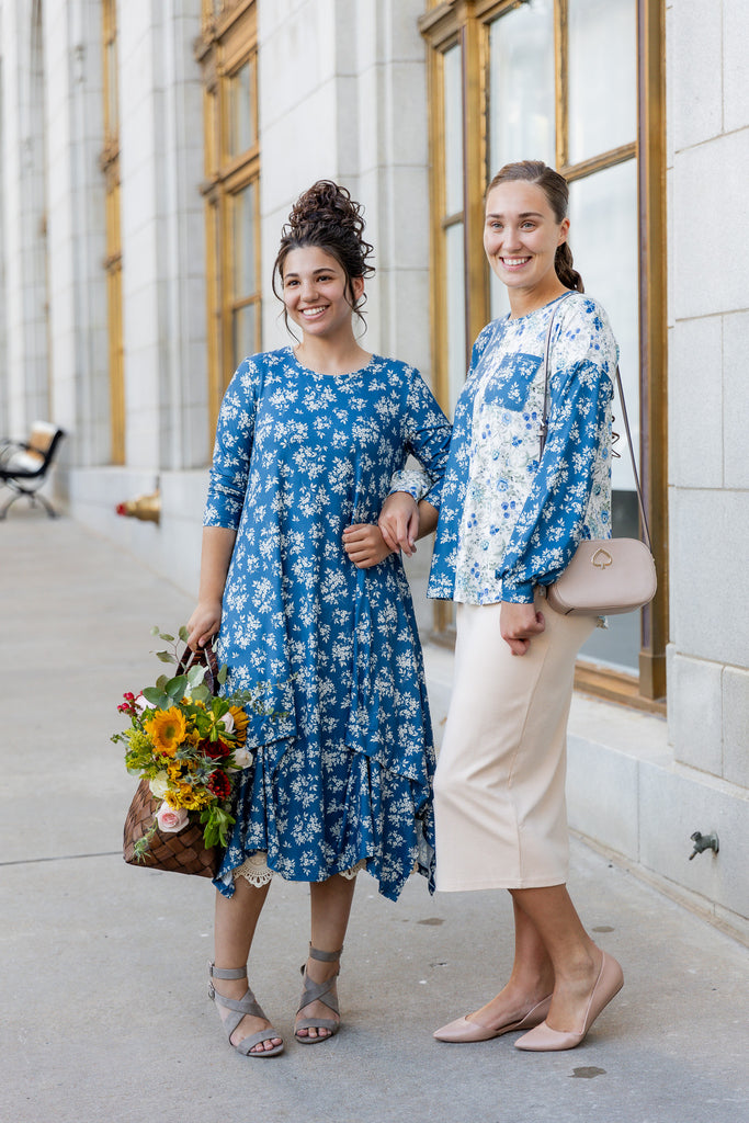 modest long sleeve top pretty prints