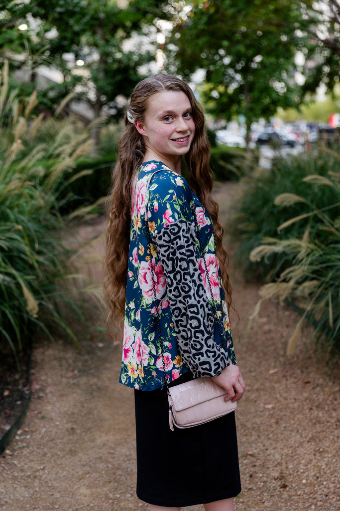 modest long sleeve top pretty prints