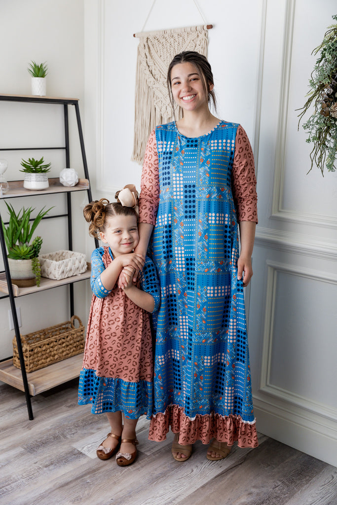 girls' ruffle modest dress mommy and me prints