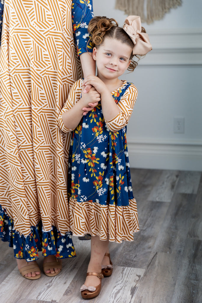 girls' ruffle modest dress mommy and me prints