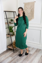 modest midi essential layering dress soft solid colors