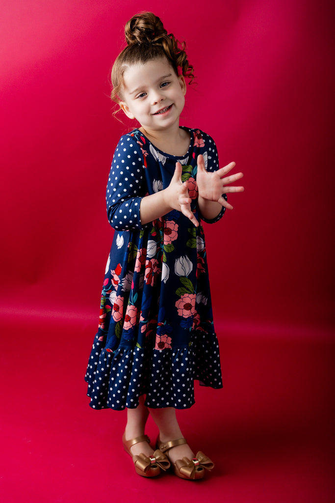 long modest ruffle dress prints mommy and me