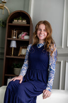 Model wearing Nuggles® Mesh Tee top in Confetti Bloom