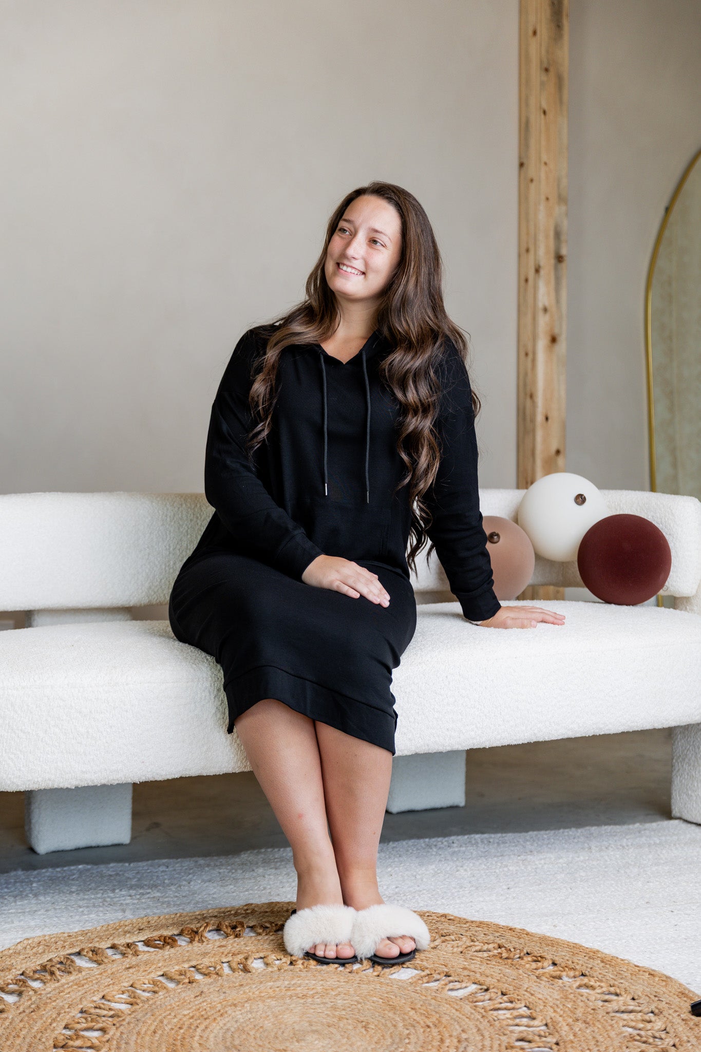 Modest hoodie dress by Nuggles®, soft and comfortable sweatshirt-style dress