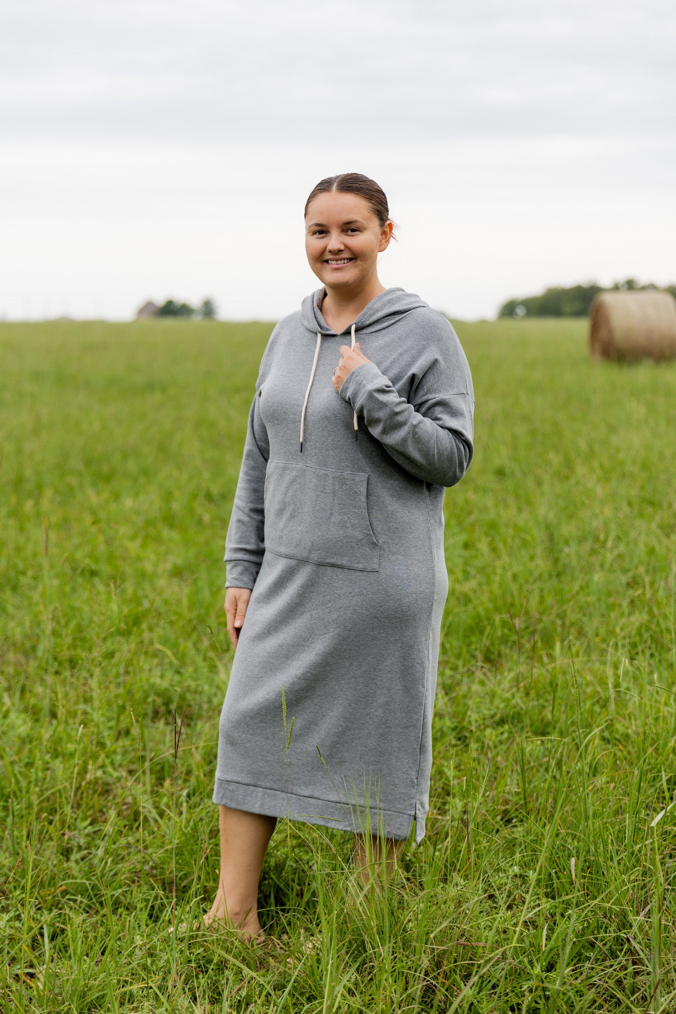 Modest hoodie dress by Nuggles®, soft and comfortable sweatshirt-style dress