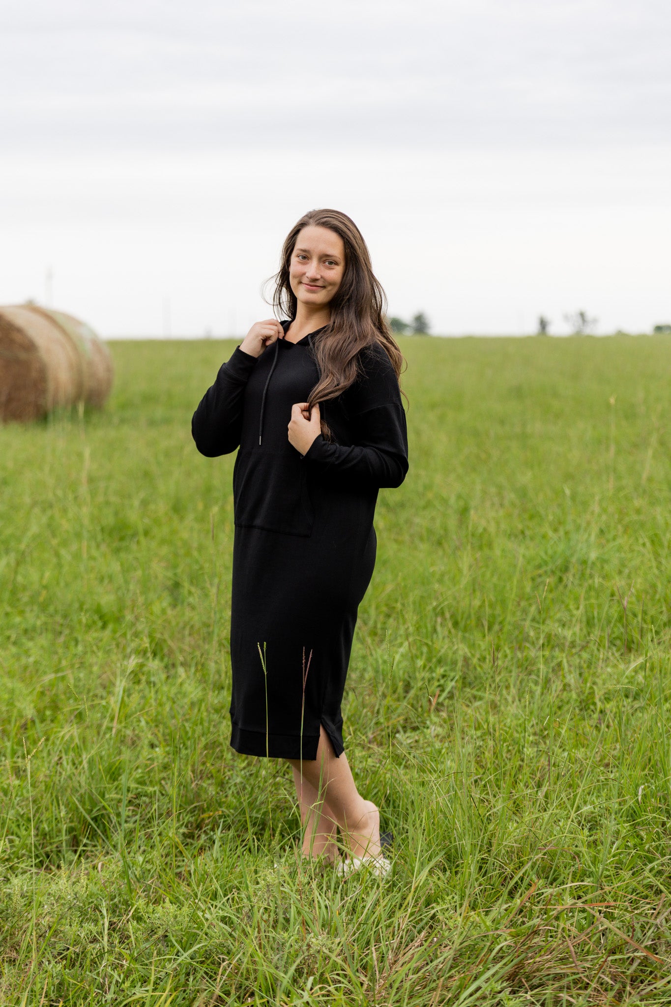 Modest hoodie dress by Nuggles®, soft and comfortable sweatshirt-style dress