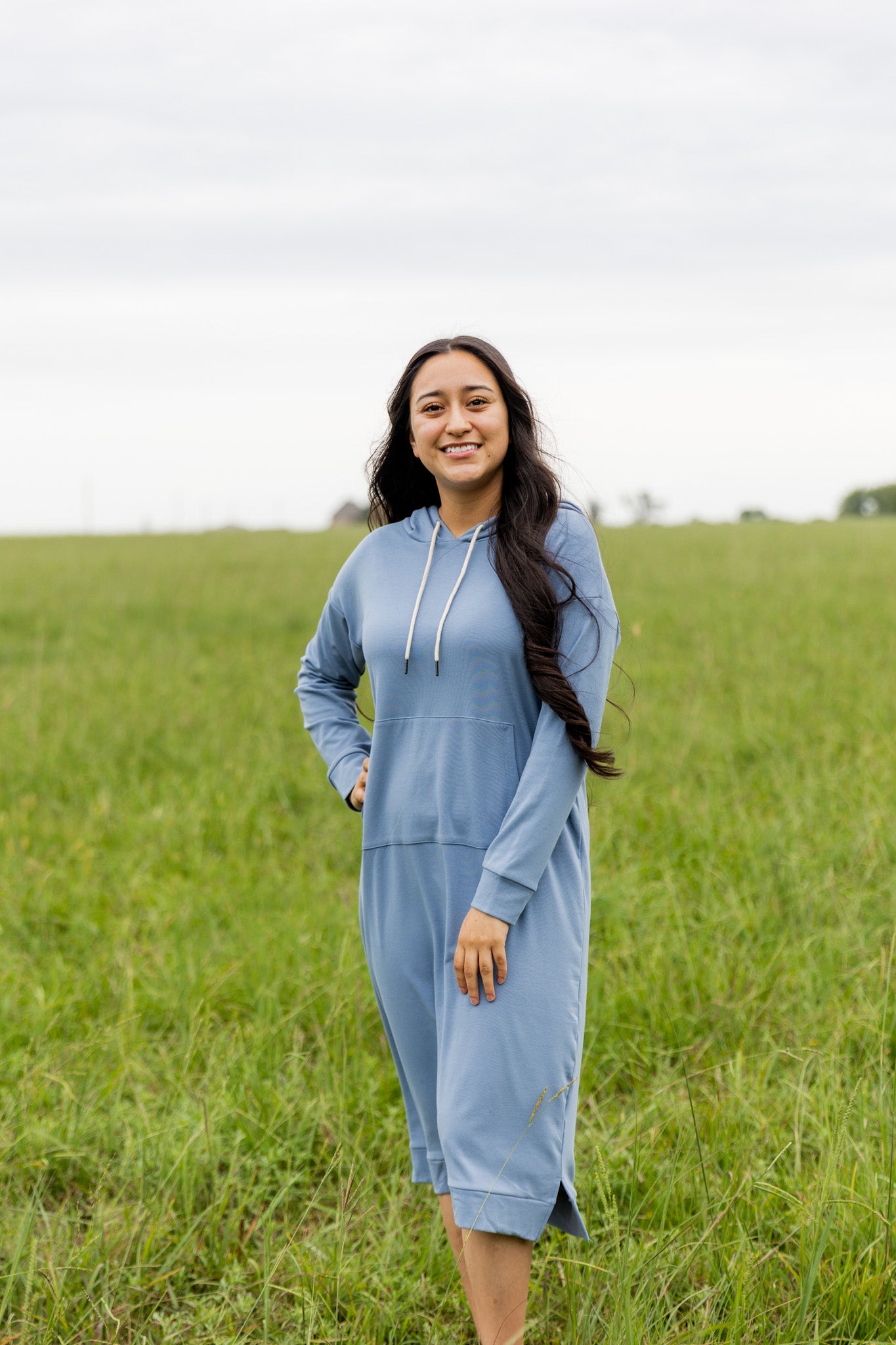 Modest hoodie dress by Nuggles®, soft and comfortable sweatshirt-style dress