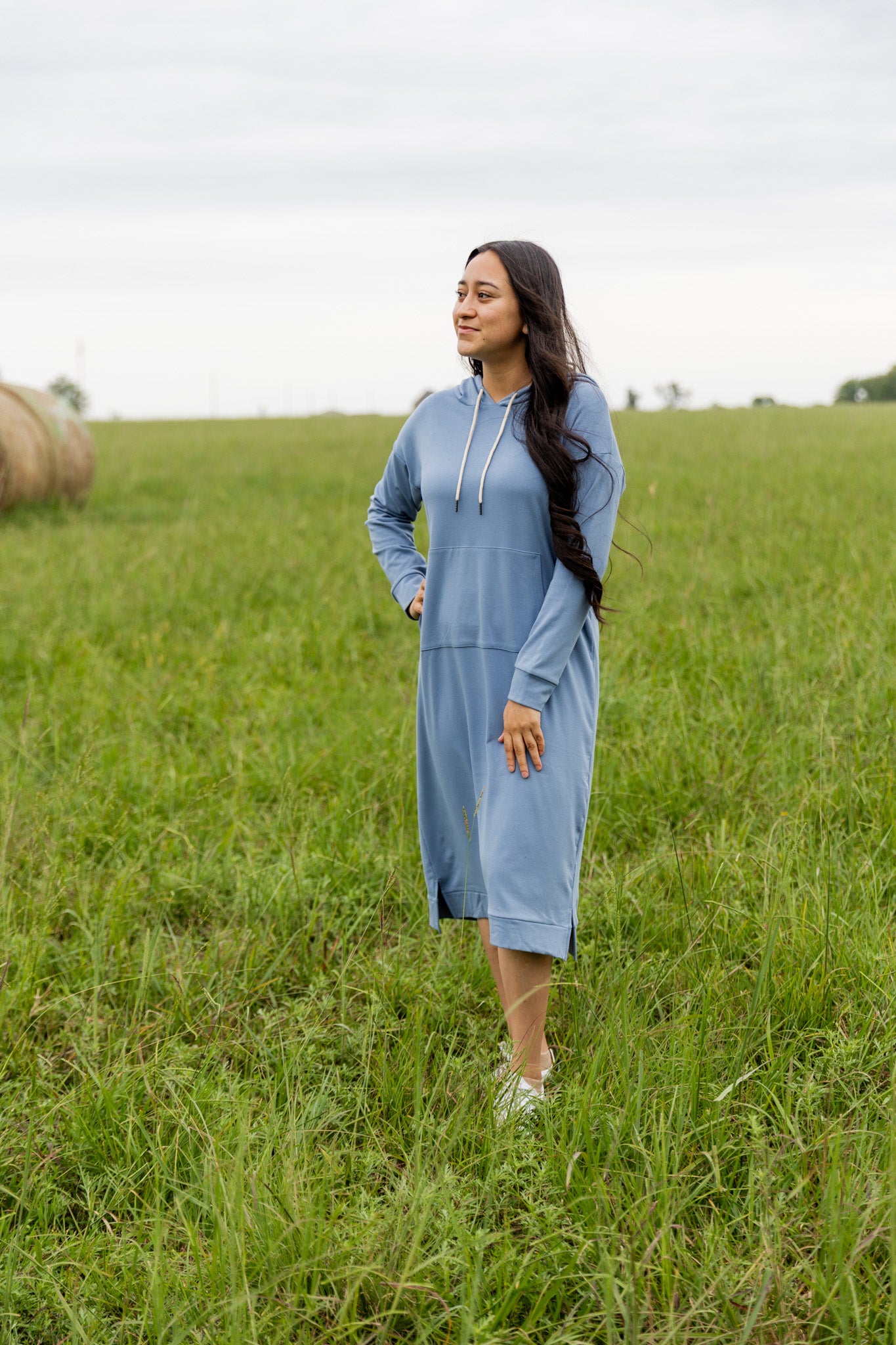 Modest hoodie dress by Nuggles®, soft and comfortable sweatshirt-style dress