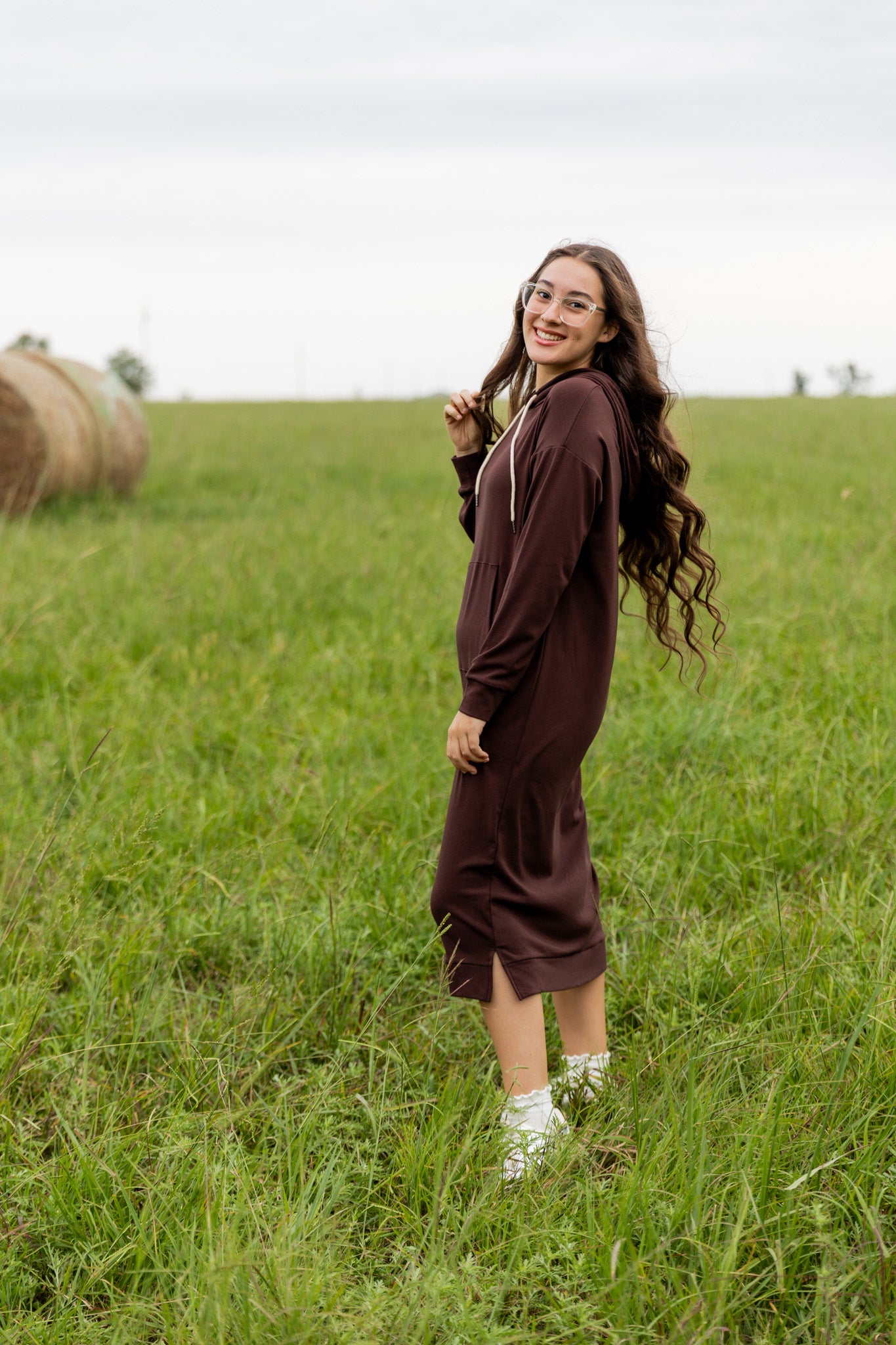 Modest hoodie dress by Nuggles®, soft and comfortable sweatshirt-style dress