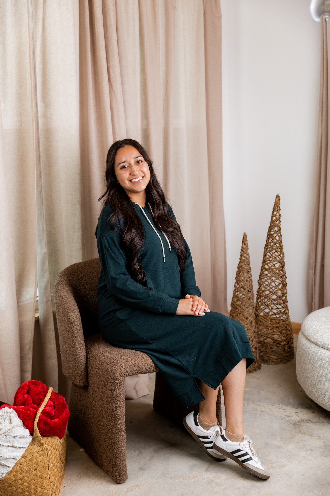 Modest hoodie dress by Nuggles®, soft and comfortable sweatshirt-style dress