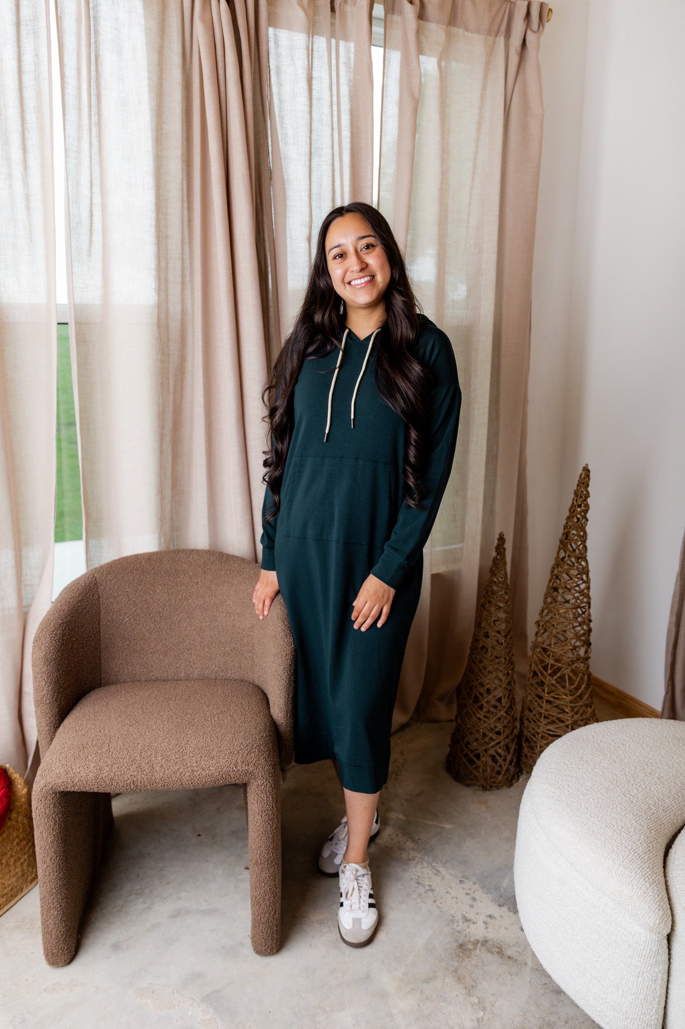 Modest hoodie dress by Nuggles®, soft and comfortable sweatshirt-style dress