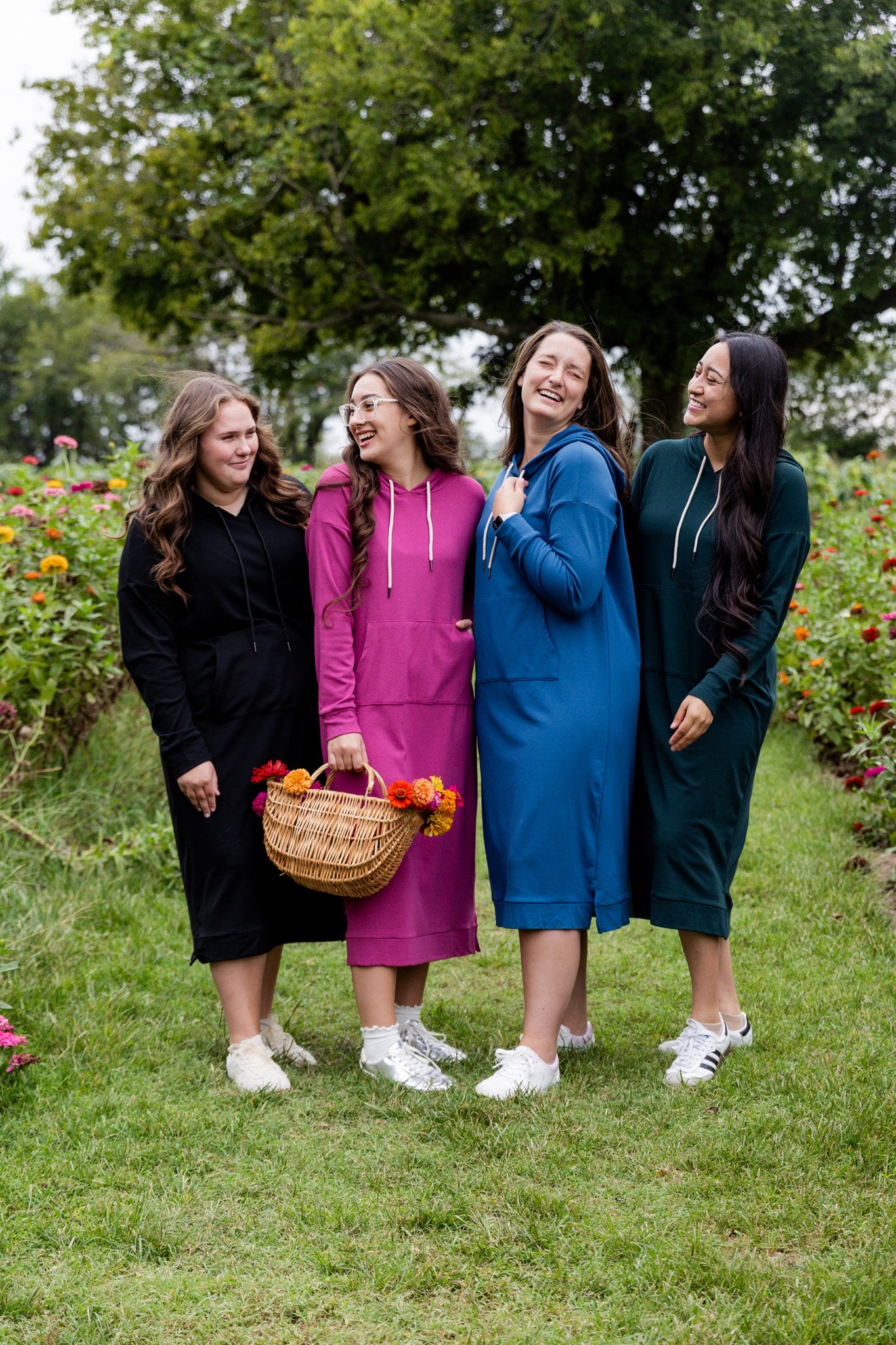 Modest hoodie dress by Nuggles®, soft and comfortable sweatshirt-style dress