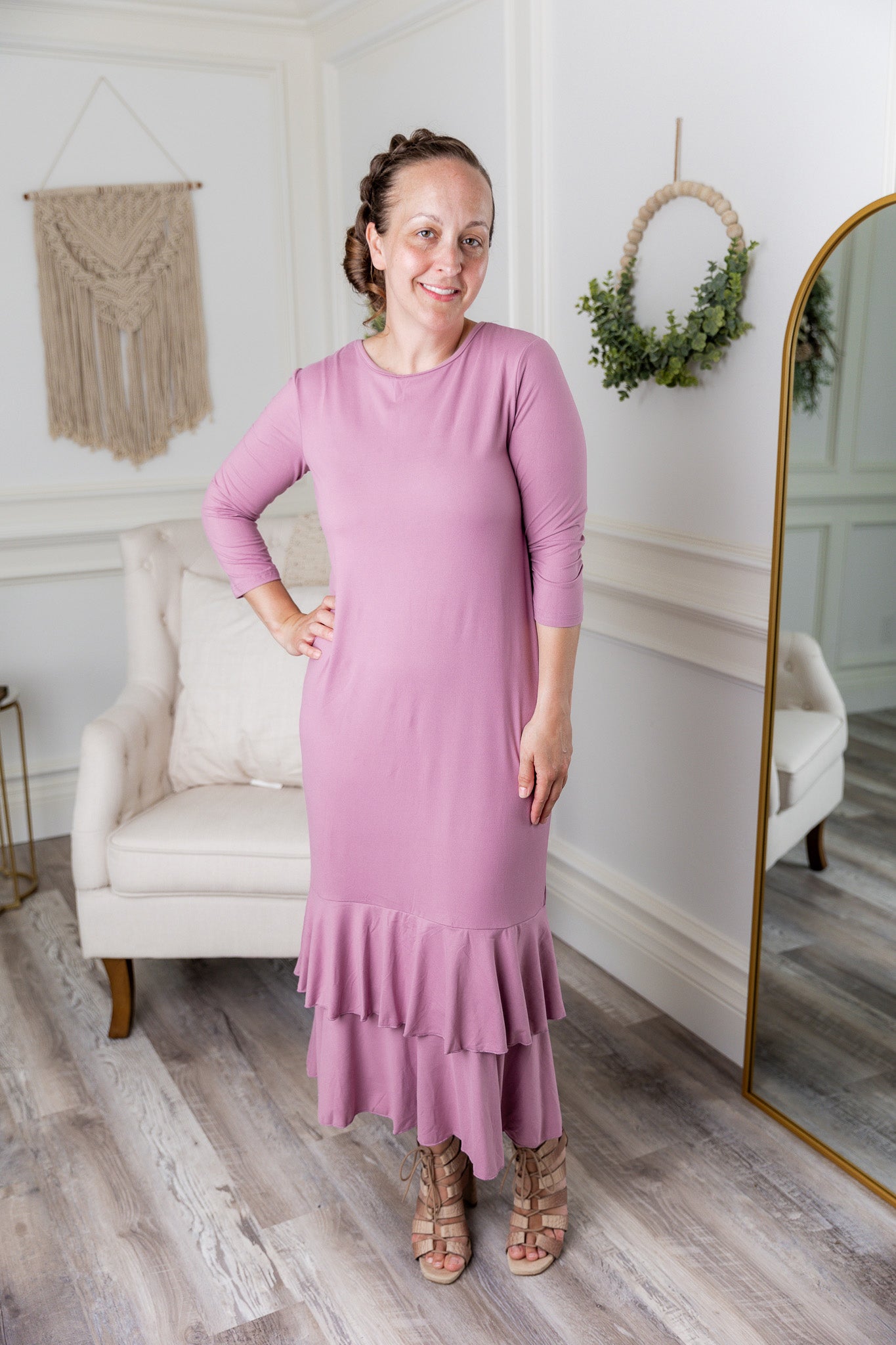 Gabby Ruffled Layering Dress Solid