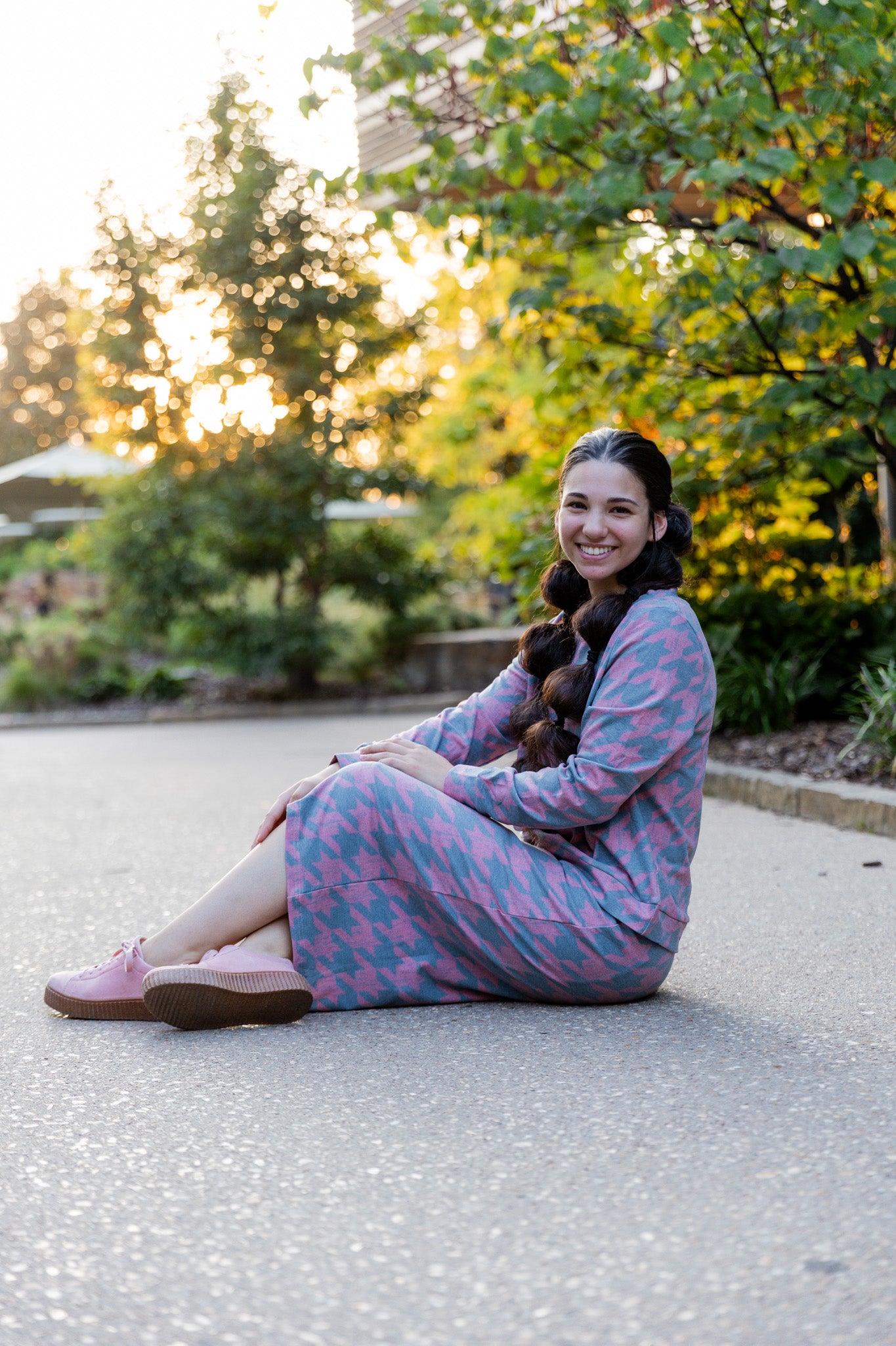 Nuggles® Iris two-piece set featuring soft knit midi skirt and crew-neck sweatshirt top