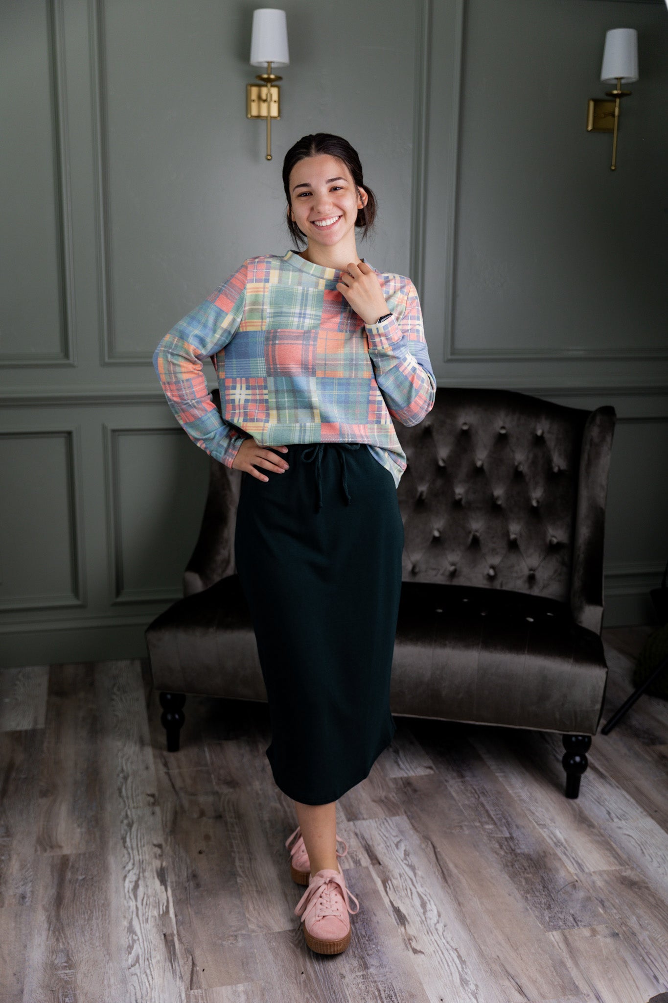 Nuggles® Misty Lounge Skirt styled for everyday wear with relaxed fit and elastic drawstring waist.