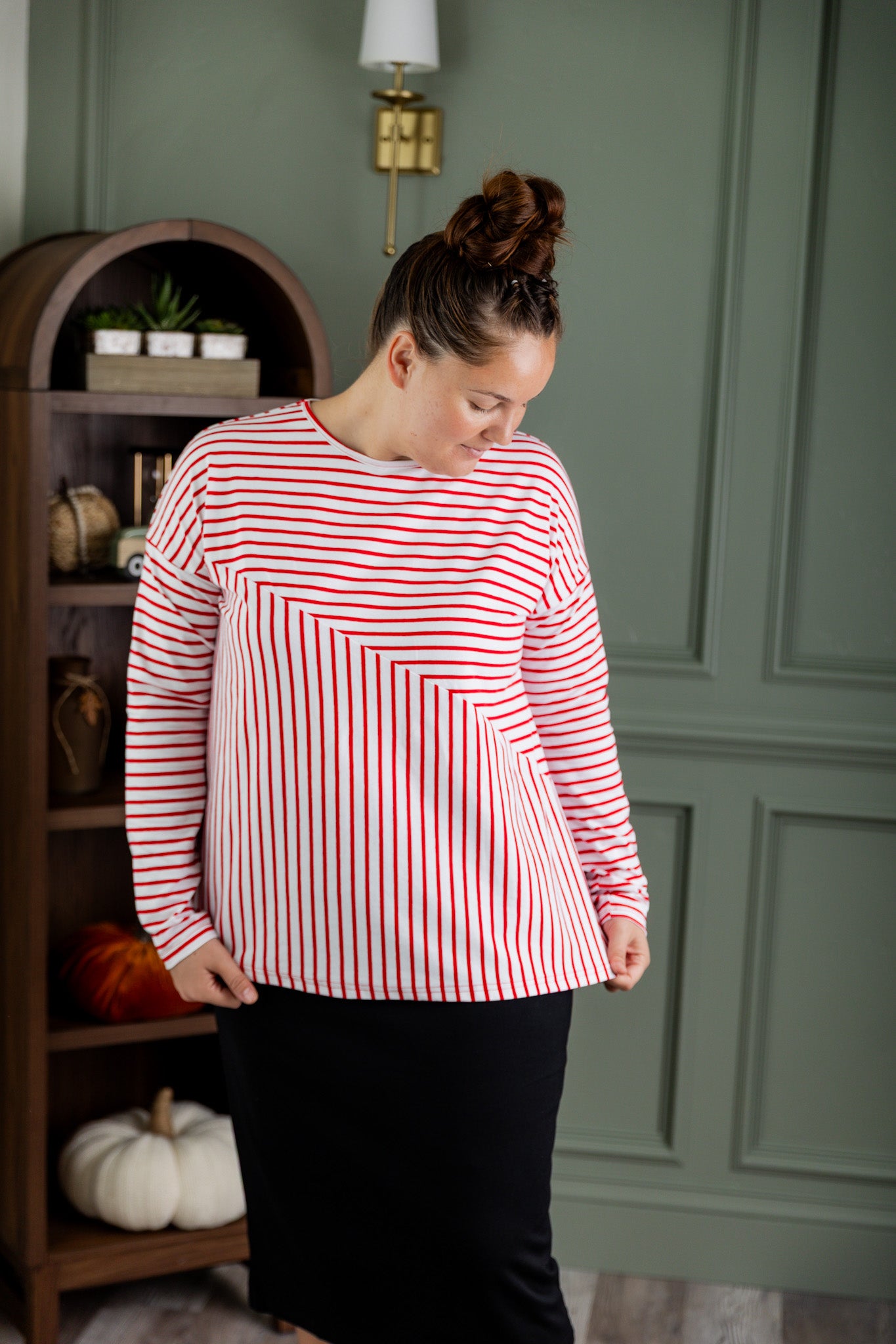 Nuggles® Indy Top women’s long sleeve knit shirt with relaxed fit and crew neckline