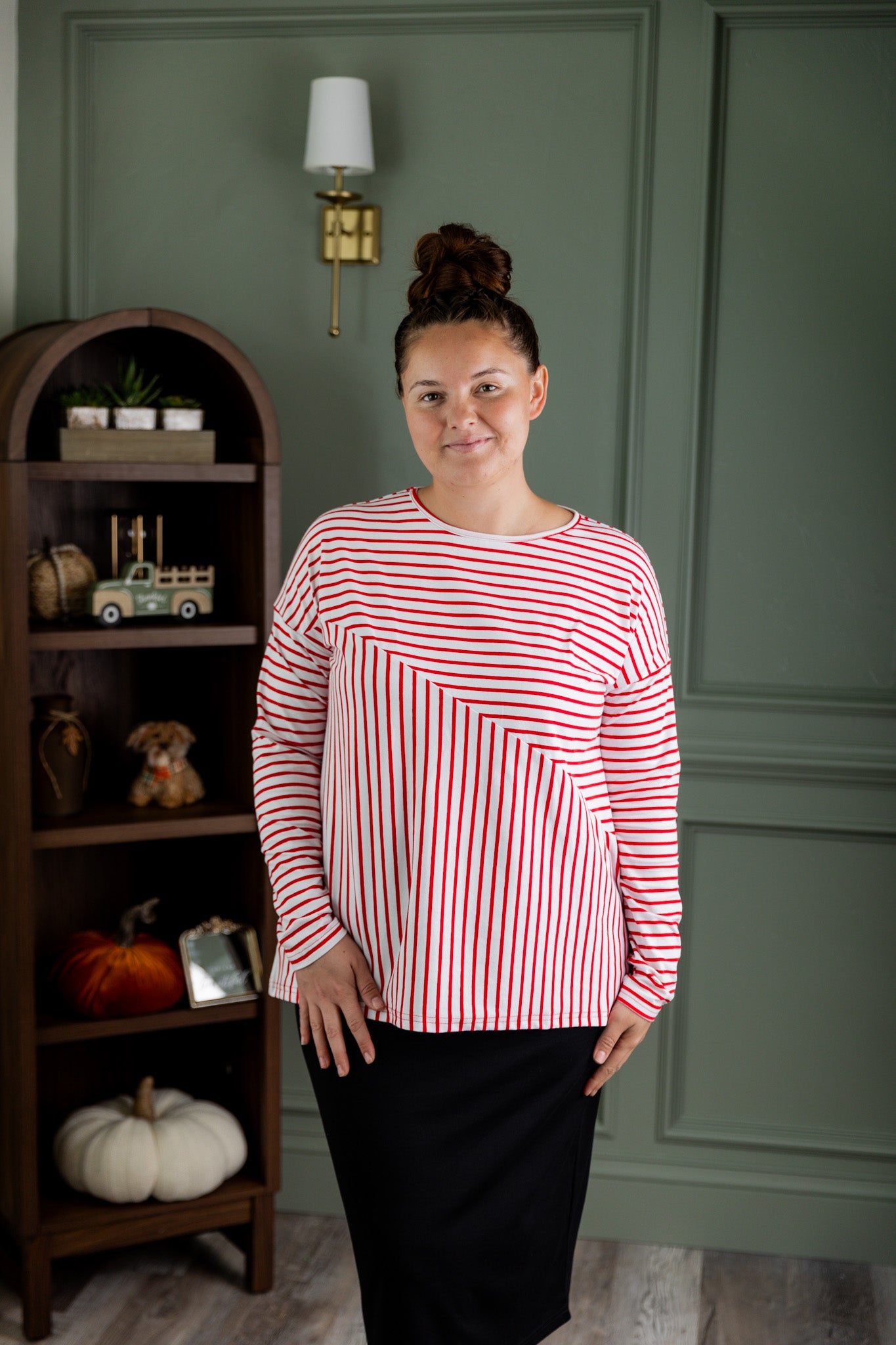 Nuggles® Indy Top women’s long sleeve knit shirt with relaxed fit and crew neckline