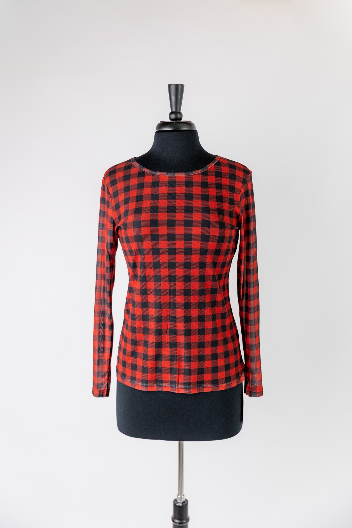 Women's long sleeve mesh layering top – modest, unlined, fitted top for stylish layering outfits