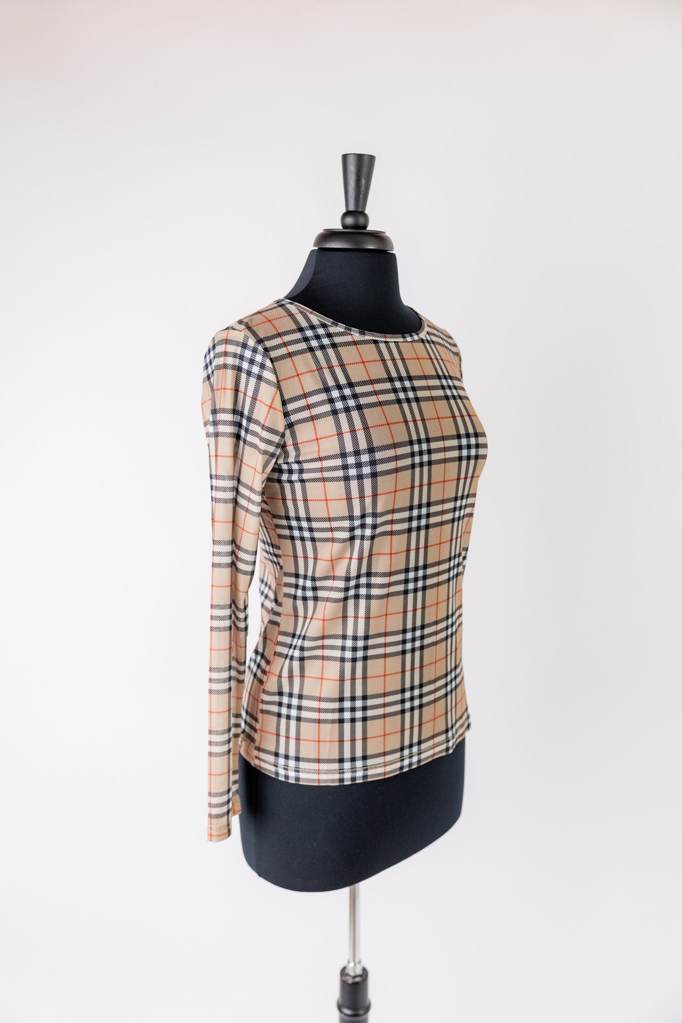 Women's long sleeve mesh layering top – modest, unlined, fitted top for stylish layering outfits