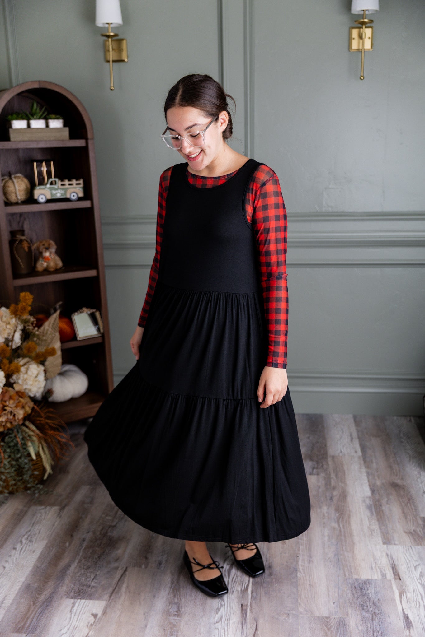 Full-length photo of the Whitney Layering Dress, featuring a flowing cut and lightweight fabric.
