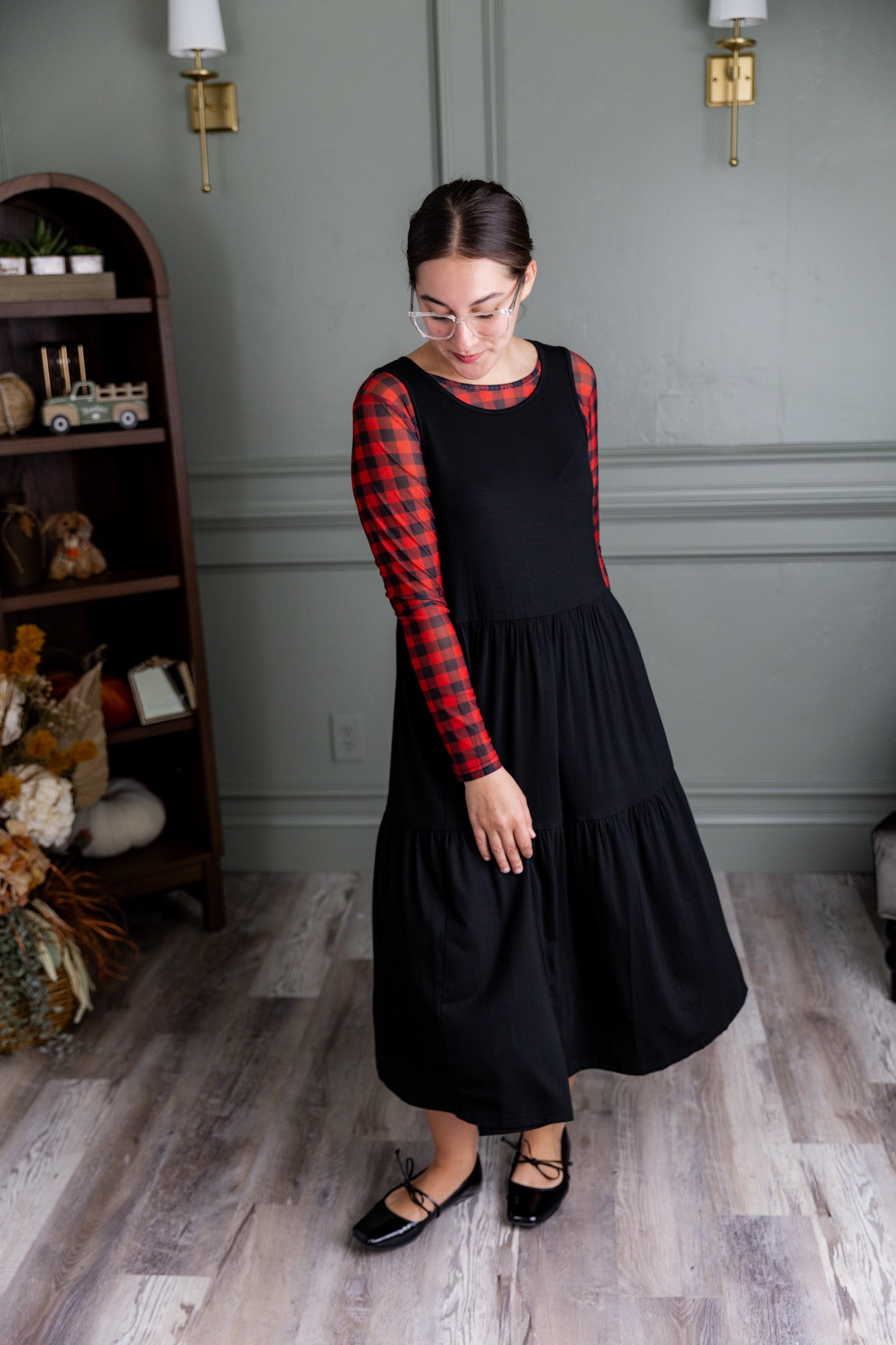 Women's long sleeve mesh layering top – modest, unlined, fitted top for stylish layering outfits