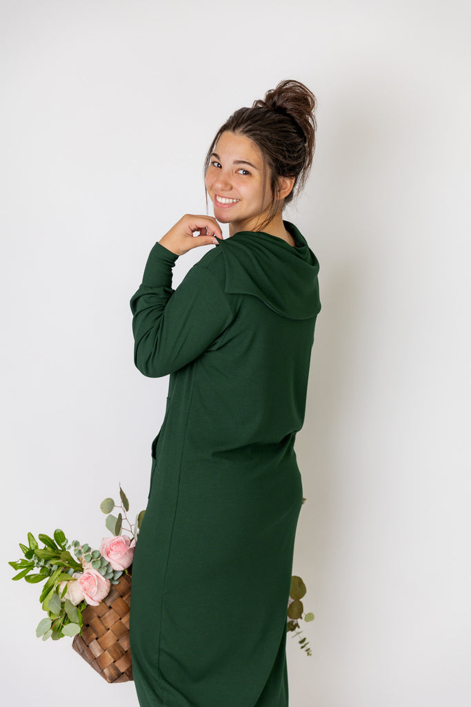 modest zipper long sleeve dress