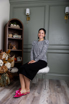 Nuggles® Kyliee top —long sleeve, high neck, puff shoulder modest style.