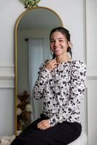 Nuggles® Kyliee top —long sleeve, high neck, puff shoulder modest style.
